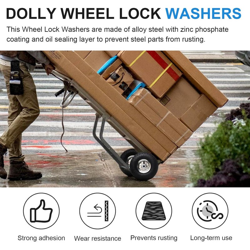 Magluv 16 Pcs Dolly Wheel Lock Washers Replacement for Hard-to-Find Spring Steel Push-On Pushnuts - Locking Washers Axel Parts fits 5/8" Dolly Axle Rods with Oiled Phosphate Finish - Image 3
